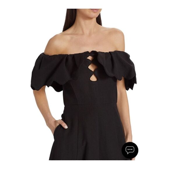 Sea black Leona Stretch Cotton Scalloped Midi Dress Size 14 NWT - Picture 5 of 5